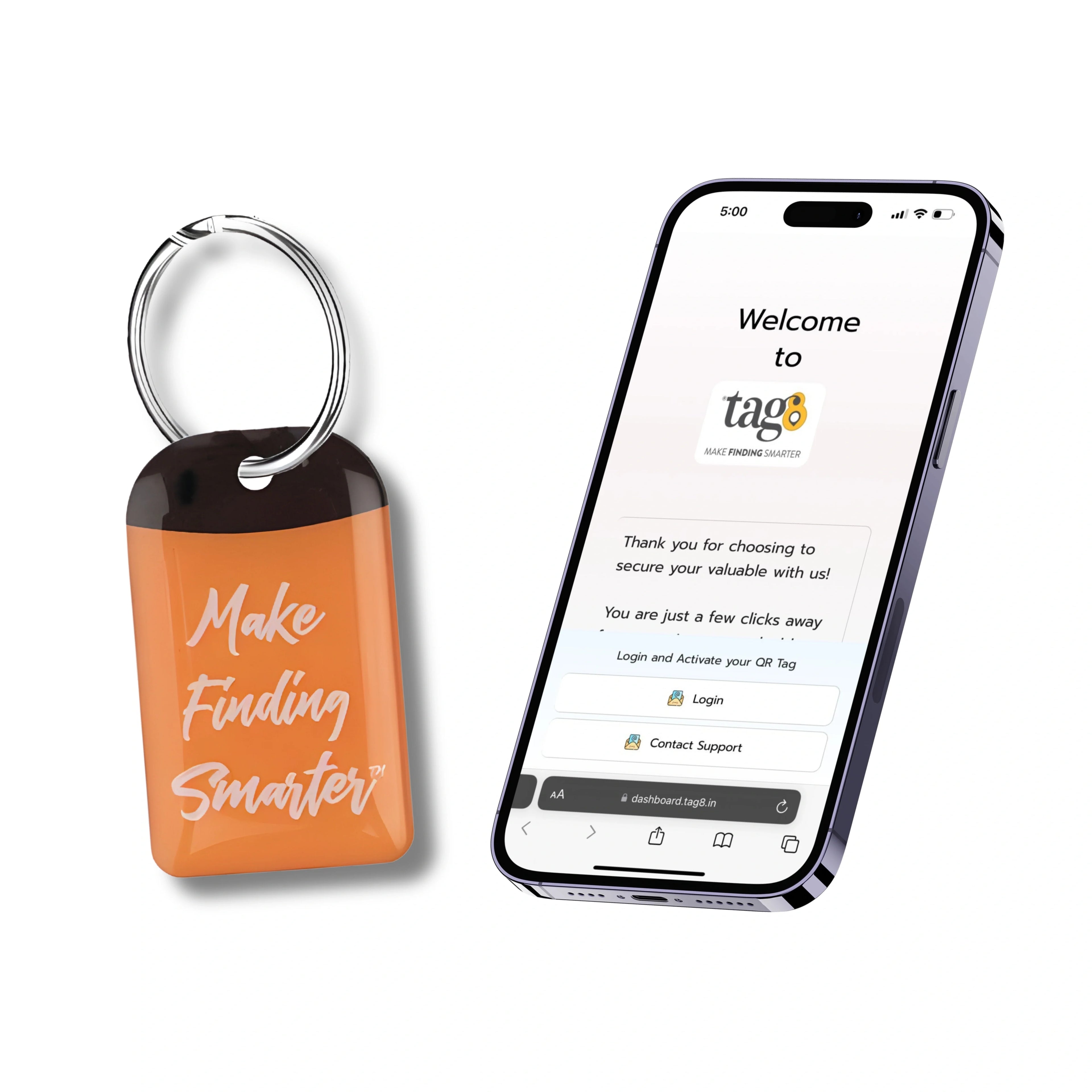 Smart Key Security Tag - QR Lost & Found Key Finder