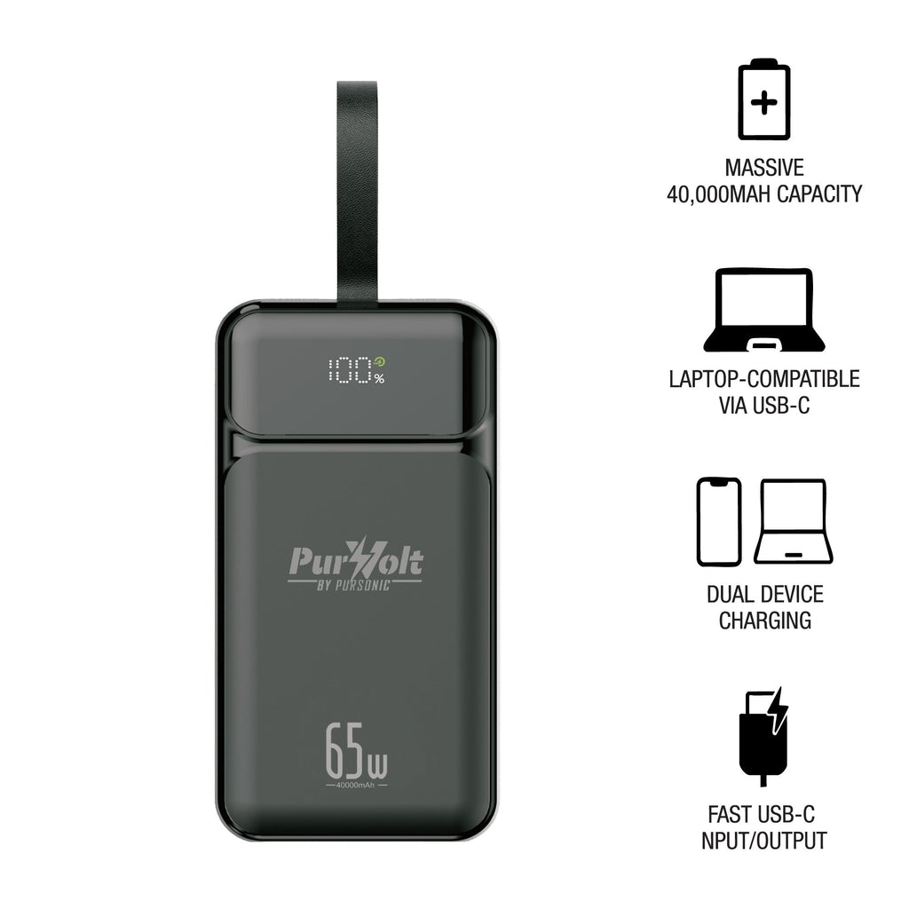 PurVolt 40,000mAh Power Bank - Charges Laptops & Phones