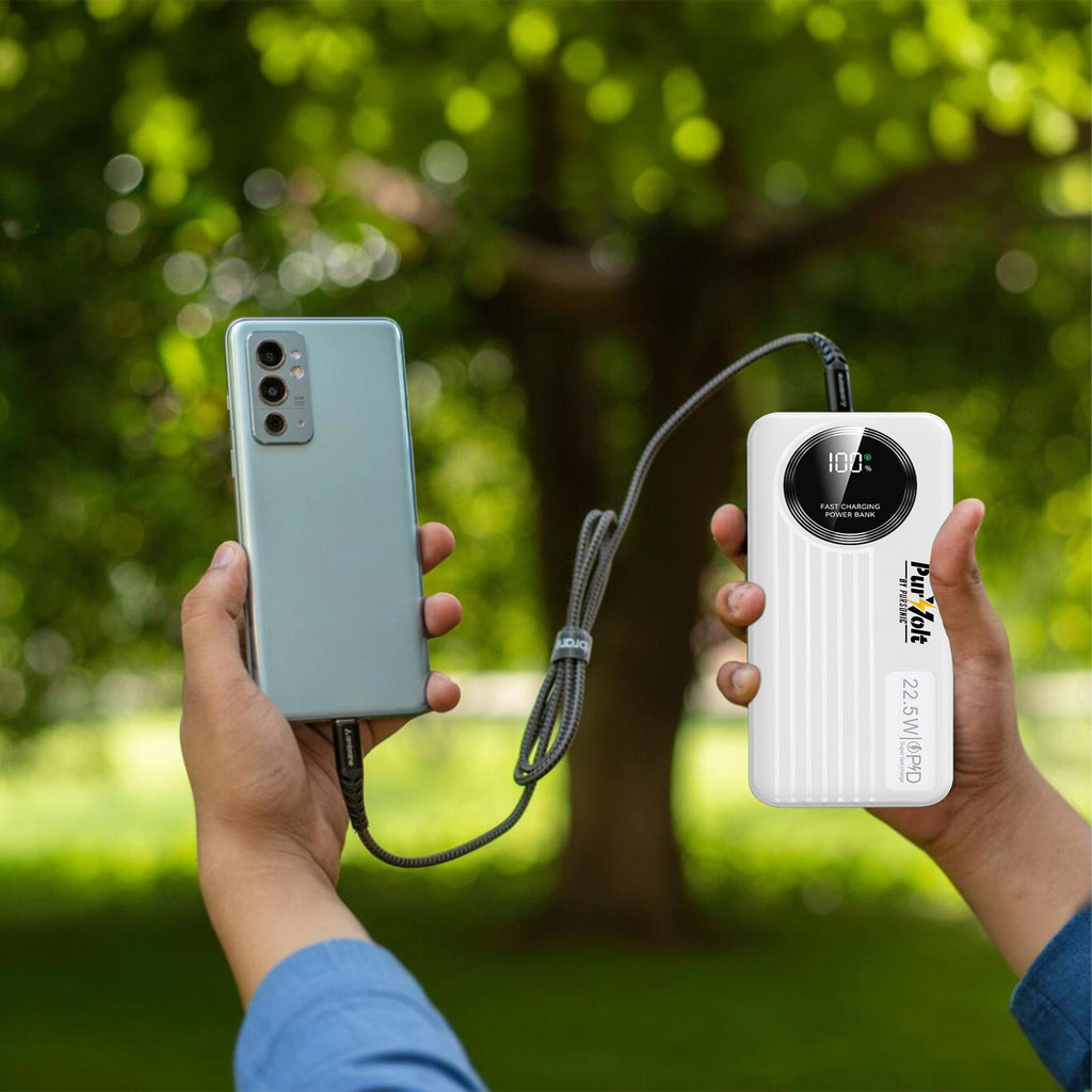 Pursonic 10,000mAh Power Bank - Built-In Cables, 22.5W