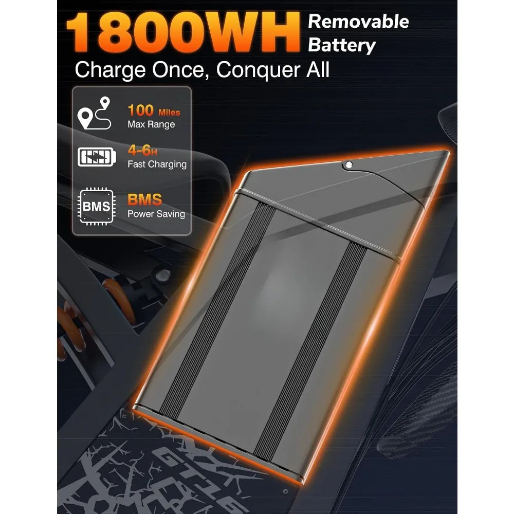 16in Electric Dirt Bike - 5500W, 40MPH, 60V 30Ah, 100-Mile Range