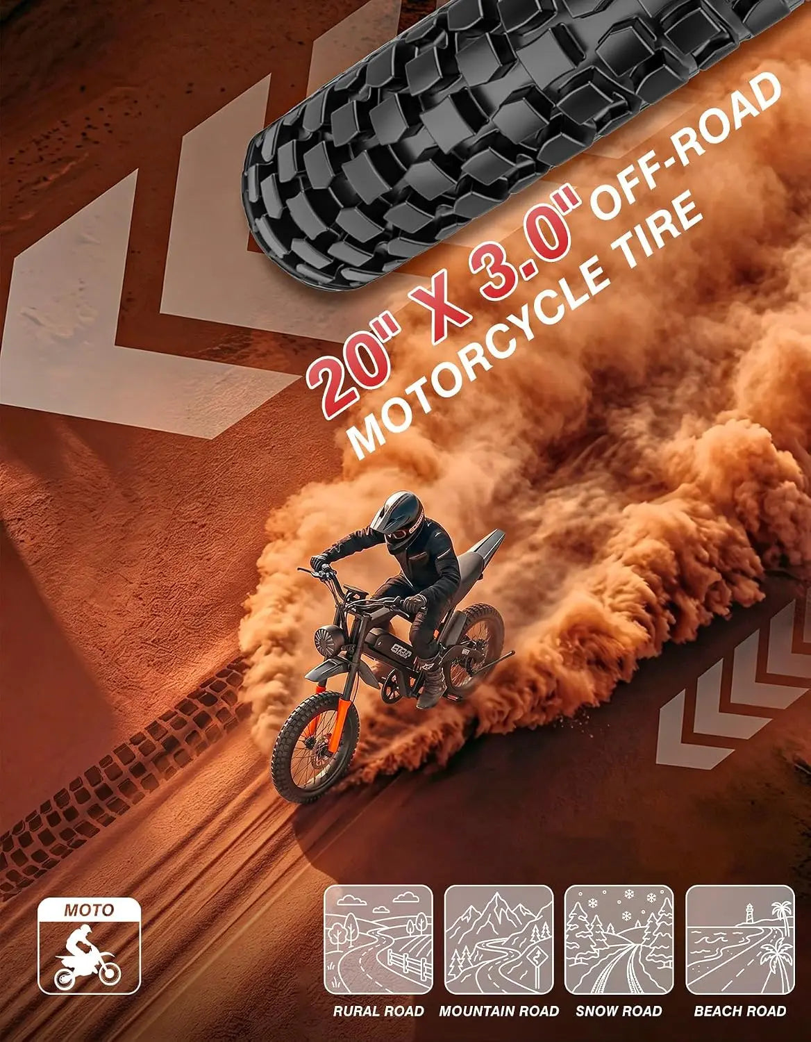 5500W Electric Dirt Bike - 40MPH, 48V 30Ah Battery, Hydraulic Brakes