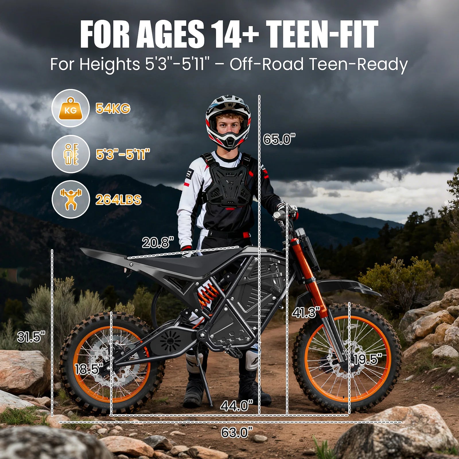 3000W Fat Tire Electric Dirt Bike - 37.5MPH Off-Road Ebike