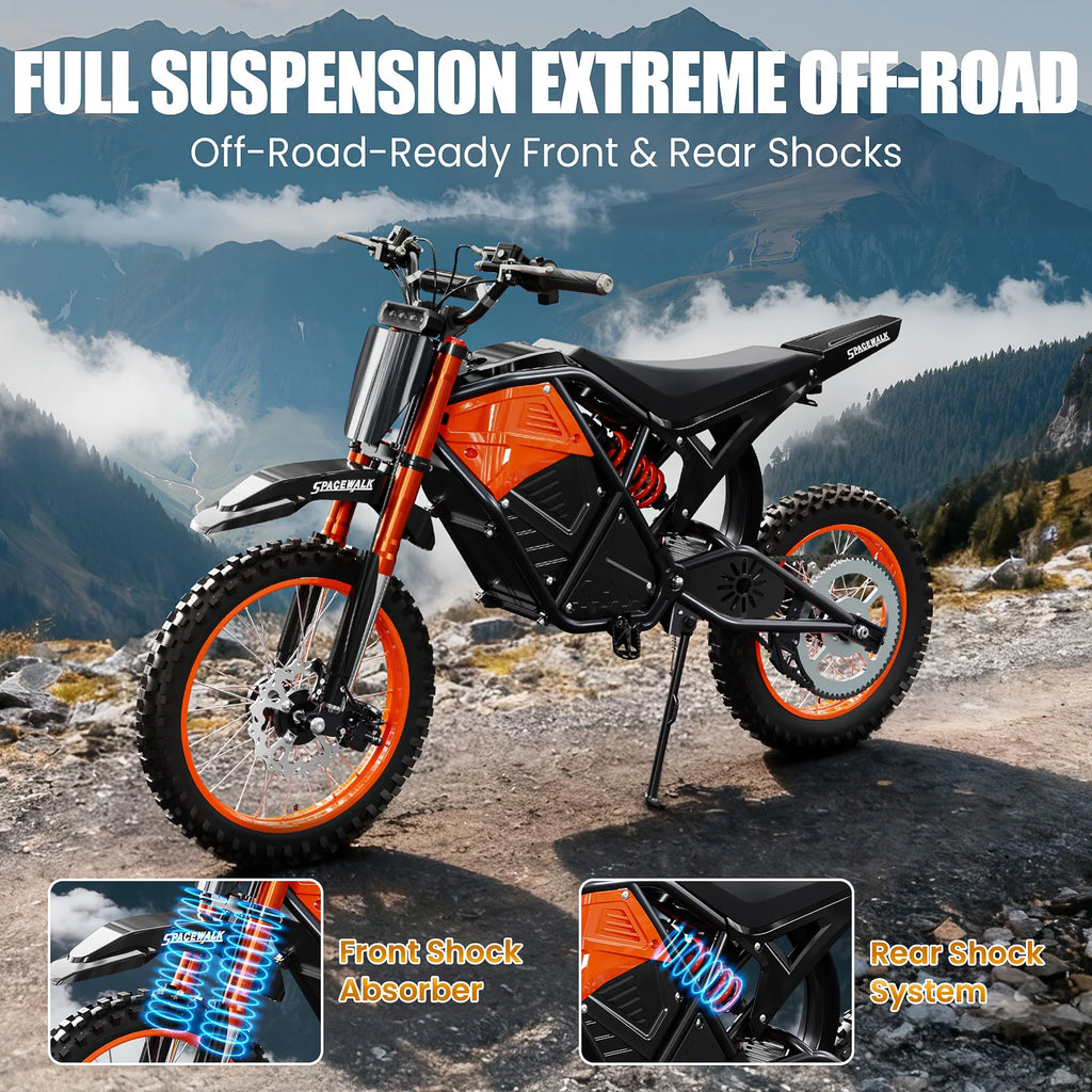 3000W Fat Tire Electric Dirt Bike - 37.5MPH Off-Road Ebike
