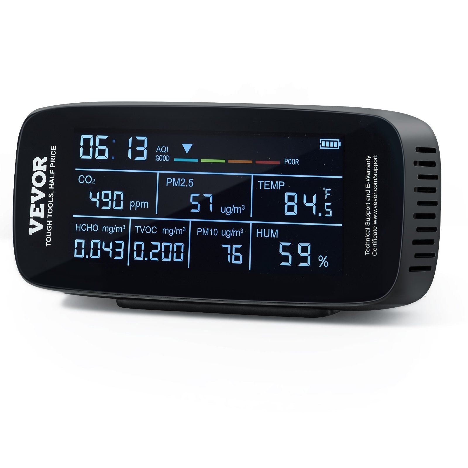 9-in-1 Air Quality Monitor - CO2, PM2.5, Formaldehyde & TVOC Tester