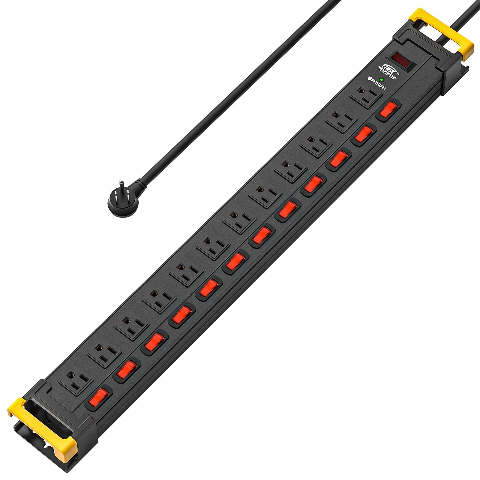 12-Outlet Heavy Duty Power Strip - 1020J Surge Protector, 9ft Cord