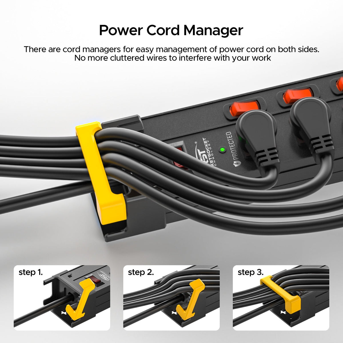 12-Outlet Heavy Duty Power Strip - 1020J Surge Protector, 9ft Cord
