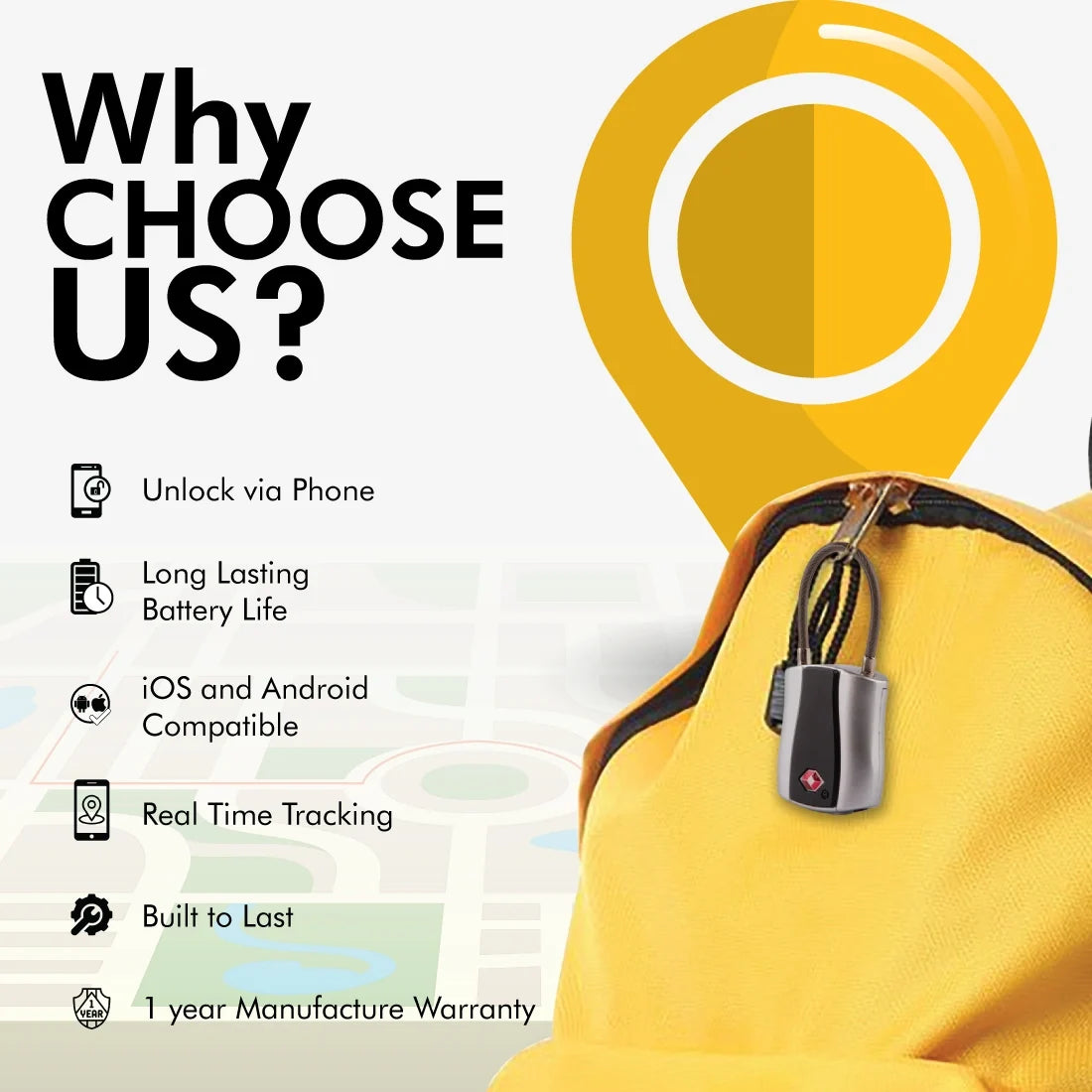 Dolphin Smart Padlock - Keyless Bluetooth Luggage Lock