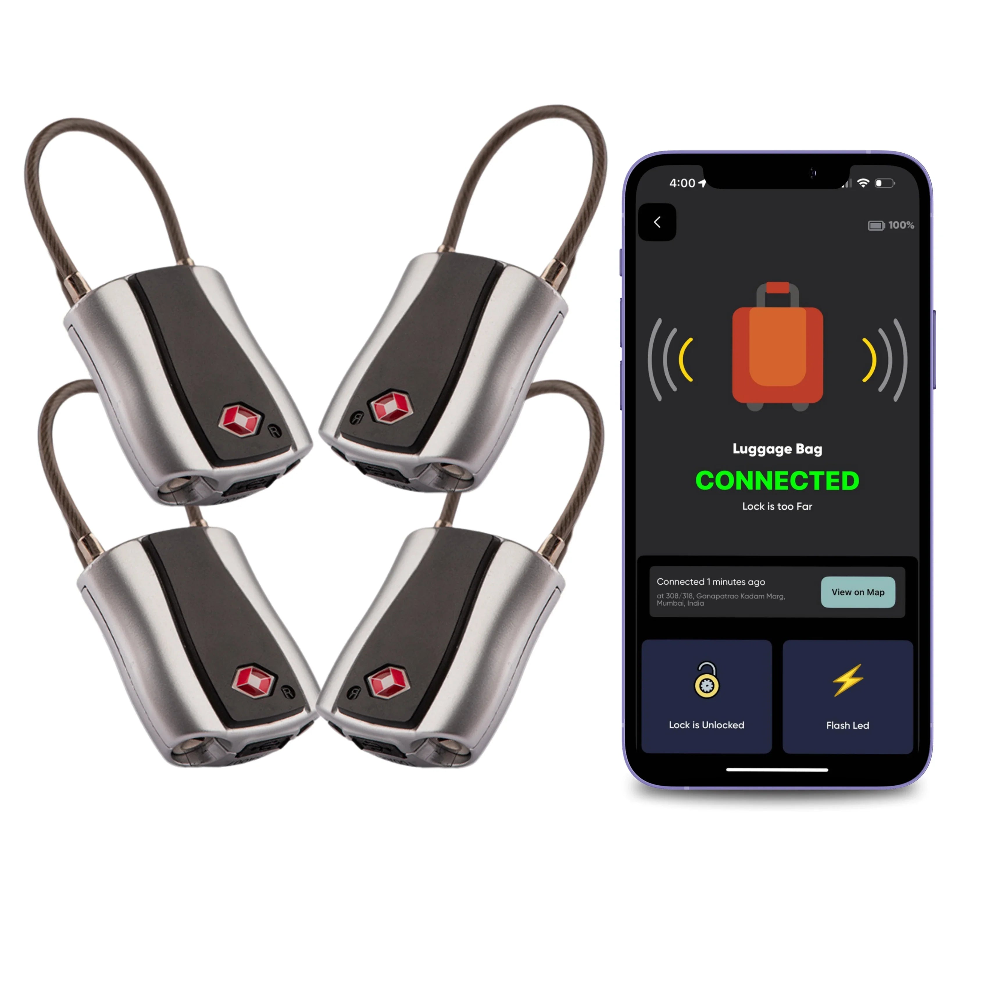 Dolphin Smart Padlock - Keyless Bluetooth Luggage Lock